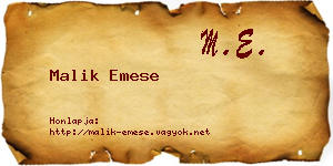 Malik Emese névjegykártya